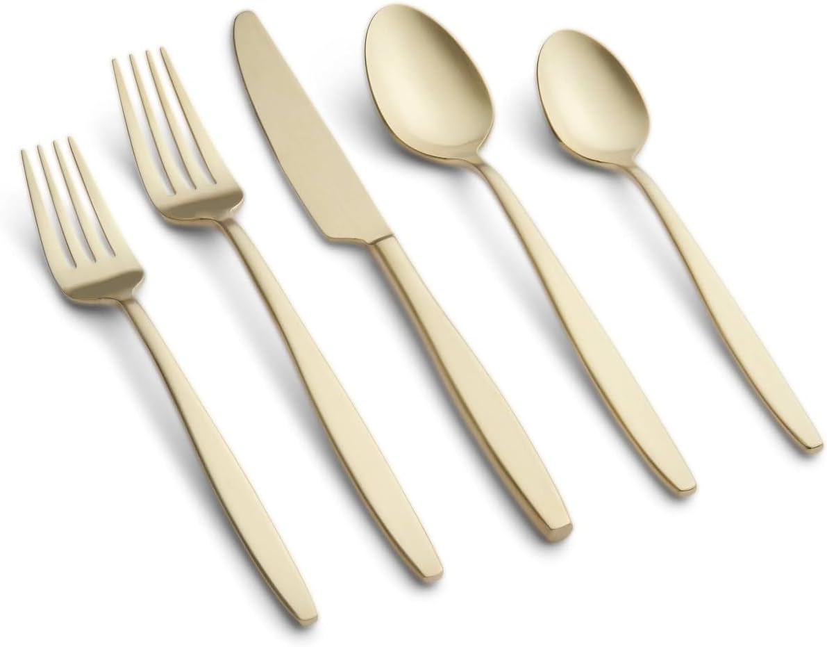Cambridge Silversmiths Nylah Champagne Satin 20-Piece Flatware Set, Service for 4