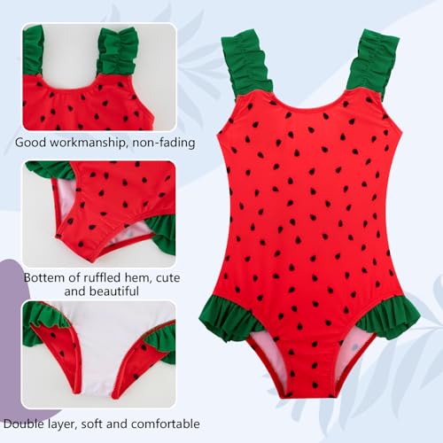 Image of XiaoMoSha Girls One Piece Swimsuit Ruffled Straps Bathing Suits Summer Swim Suit Quick Dry Beach Swimwear for Kids 3-10 Years