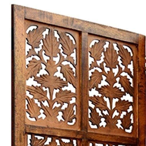 Image of Wooden Partition for Living Room, Privacy Divider, Wooden Room Separator, Divider for Office, Partition for Puja Room, (Mix Frame Design - Brown) (4 Feet 3 Panelss)