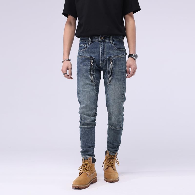 Men's Skinny Jeans Mens Jeans Slim Fit Classic Regular Fit Straight Leg Cargo Denim Pants with Pockets4