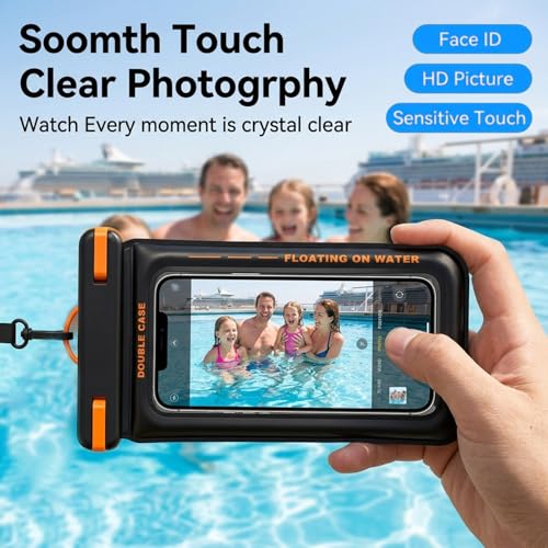 Image of ZORBES IP68 Waterproof Phone Pouch Double Space, Floating Waterproof Phone Case with Lanyard for iPhone 17 Pro Max 16 15 14 S26 S25, Phone Dry Bag Vacation Cruise Ship Travel, Up to 7.5''