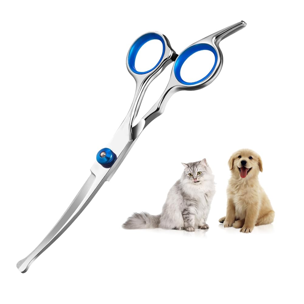 Tijeras Peluqueria Canina 6.7 Pulgadas Tijeras de Esculpir Curva de Acero Inoxidable Tijeras para Cortar Pelo Mascotas,para Canina,Gatos y Otras Mascotas(Color Plateado)