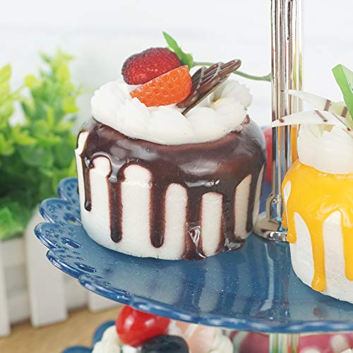 Artliving 3-Tier Plastic Cake Stand-Dessert Stand-Cupcake Stand-Tea Party Serving Platter Blue Silver #TOP6