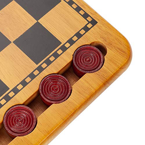 We Games 18-1517 Solid Wood Red And Black Checkers Board Game Set thumb #6