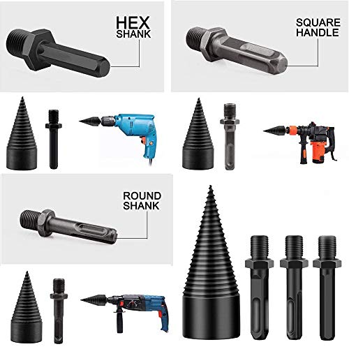 image for PuzFun Wood Splitter Drill Bit 3 pcs, Firewood Drill Bit Wood Splitter