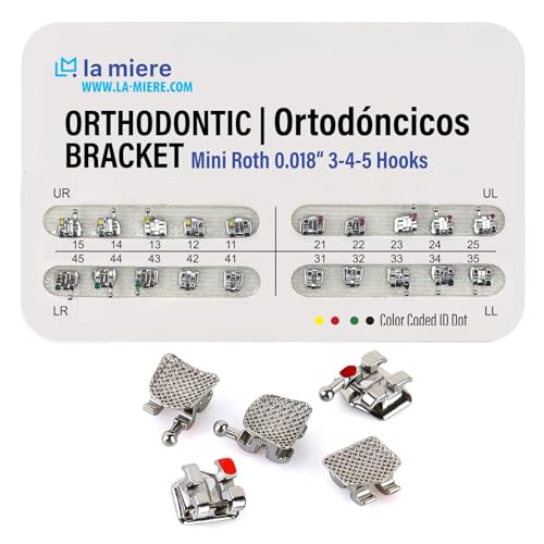 20PCS Orthodontic Mini Roth Brackets Roth 0.018 Slot Bondable with Hook on 345 20pcs/Pack 1PK