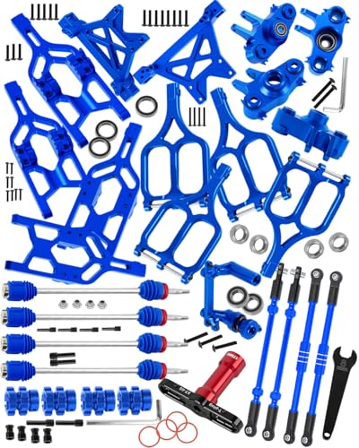 RCYouHott RC Alloy Suspension Arms&Steering Block Knuckle Arm&Shock Tower&Drive Shaft Axles&Push Rod Links&Steering Bellcranks Upgrades Part for 1/10 T-Maxx/E-Maxx,Driveshafts Hops Up,Navy Blue