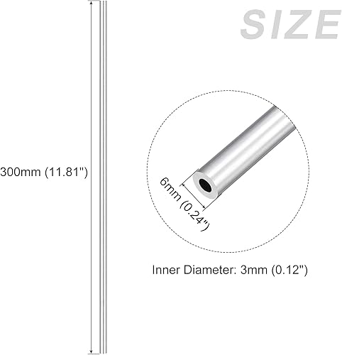 Miniatura 2 de METALLIXITY Tubo de aluminio 6063 (0.236 in de diámetro exterior x 0.118 in de diámetro interior x 11.811 in de largo), 2 piezas, tubo redondo de
