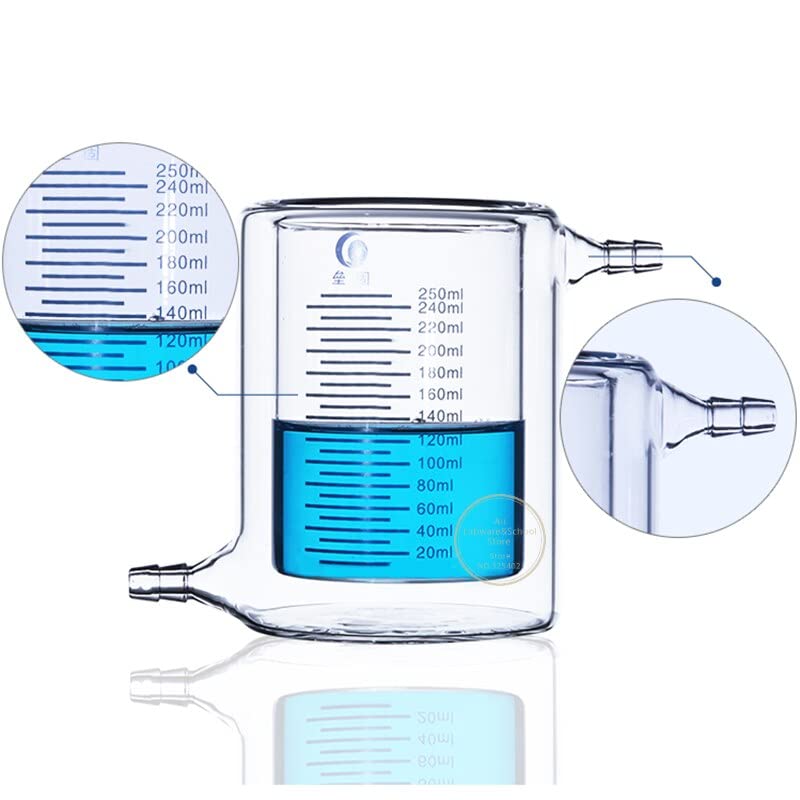 1 Uds Vaso de precipitados de Doble Capa de Vidrio de borosilicato de 50ml a 1000ml, Vaso de precipitados con Camisa de Laboratorio for experimentos fotocatalíticos (Size : 1000ml)