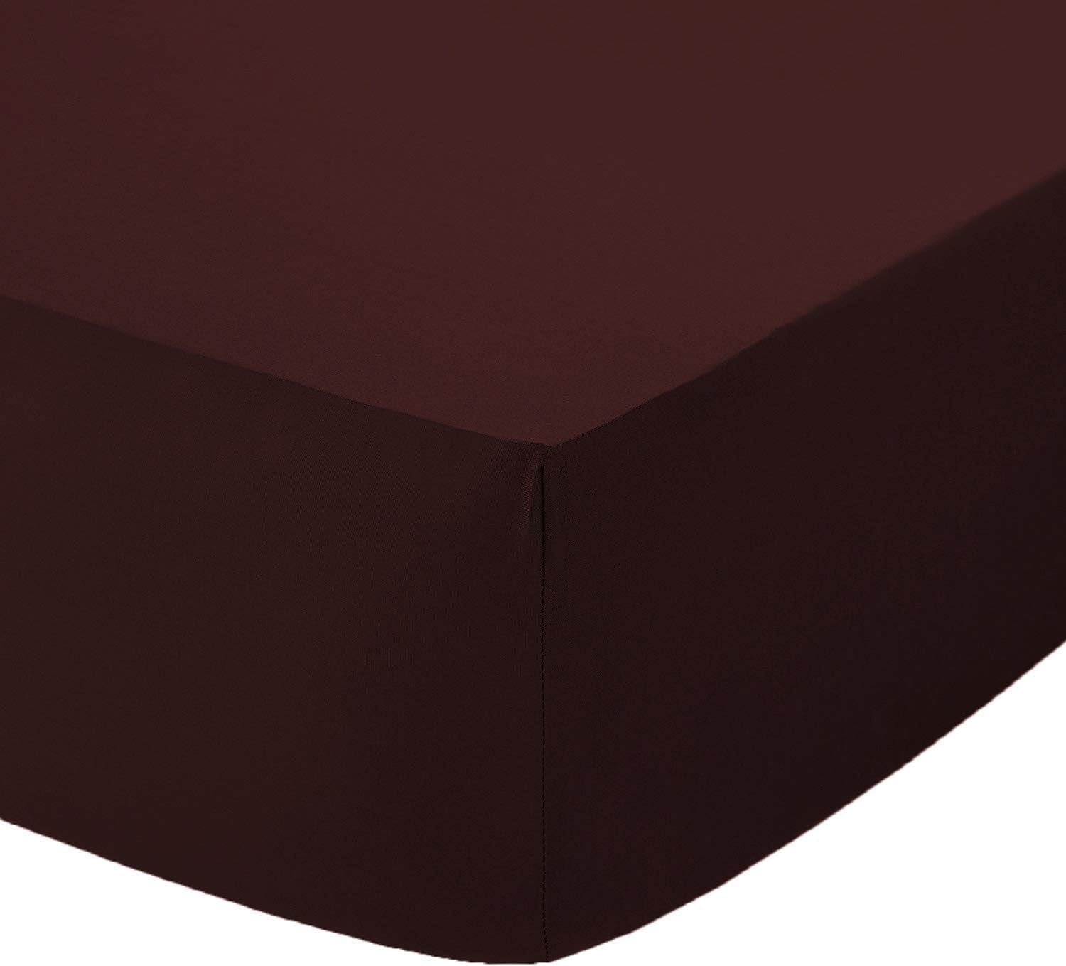 Amigozone Chocolate 16"(40Cm) Extra Deep Fitted Sheet100% Cotton 200 Thread Count Fitted Sheet (, 4Ft Small Double)