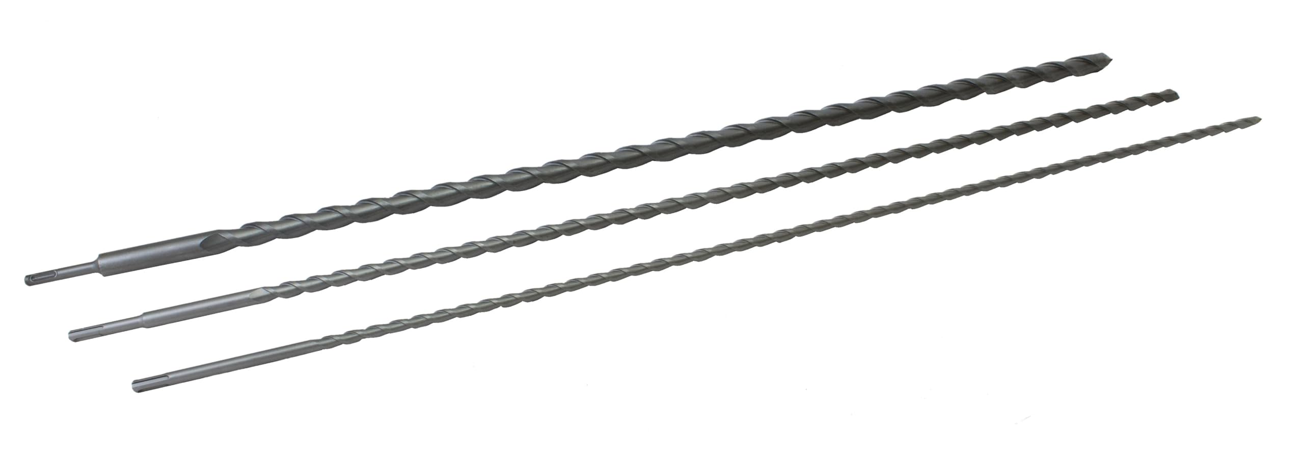 KIT 3 Brocas SDS PLUS de 1 Metro (1000 mm) | Brocas Pasamuros Extra Largas SDS-Plus: Ø 12, 16 y 24 mm | Barrenas Profesionales Hormigón, Piedra y Ladrillo (mampostería. Punta de Carburo de Tungsteno