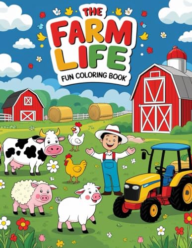 A Cute Farm Animals and Tractors Coloring Book for kids and adults ...