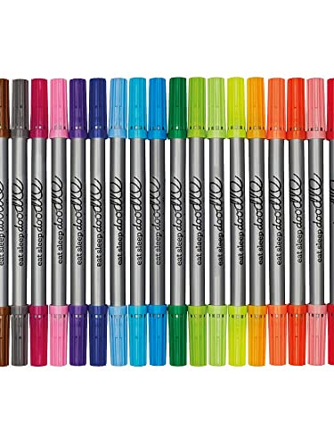 eatsleepdoodle Artist Set of 20 Original Doodle wash-Out Fabric pens - Double-Ended felt tips in Handy Storage Box