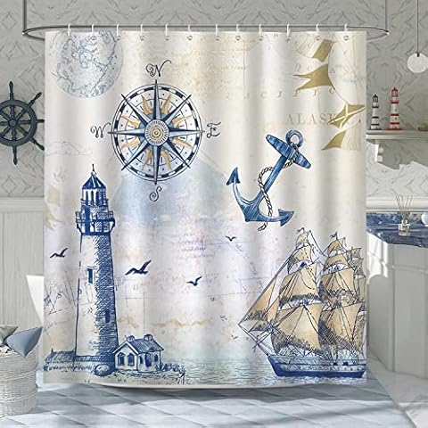 Bonhause Rideau de Douche Nautique Cover