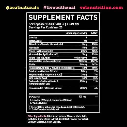 Image of Zeal Naturals Enhanced Electrolyte Powder Stick Packs (Pink Lemonade - 20 Packets) Sugar Free + BCAA B-Vitamins & Pink Himalayan Salt - Keto Electrolytes, Hydration Powder