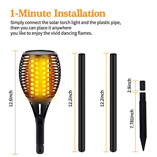 CINOTON Outdoor Solar Lights Upgraded 43", Waterproof Solar Torch Light with Flickering Flames Outdoor Landscape Decoration Lighting Dusk to Dawn Solar Tiki Light for Patio Driveway (4 Packs)