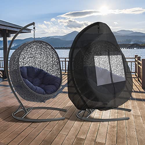 Icover Patio Egg Chair Cover, Outdoor Wicker Egg Chair Covers With Transparent Window, Waterproof Lightweight Egg Swing Chair Cover With Zipper For Single Seat Egg Chair #TOP5
