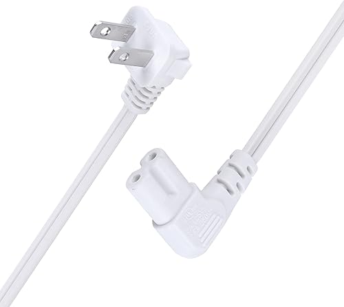 C7 Cable de alimentación de 2 ranuras no polarizadas, ángulo de 90 grados, SPT-2, cable de alimentación de 18 AWG (IEC320 C7 a Nema 1-15P) para