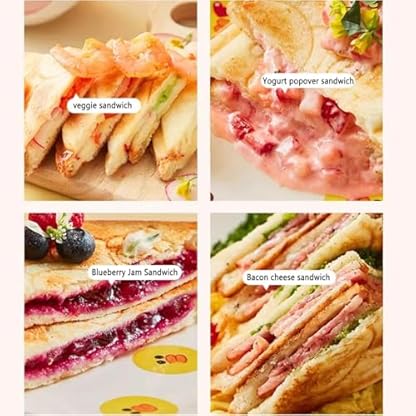 HYYKEJI Doppelkopf-Gelato-Panini-Heißpressmaschine, kommerzielle elektrische Eiscreme-Sandwich-Burger-Maschine mit 50–300 °C Temperatur einstellbar, doppelseitige gleichmäßige Heizung, für Zuhause – Bild 5