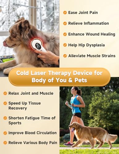 Image of Portable Cold Laser Therapy Device for Dog Cat Home Infrared Red Light Therapy Machine for Pain Relief, Arthritis, Pets Puppy Horse 808 /650 nm LLLT Vet Therapeutic Wand Hip Leg Joint Muscle Animal