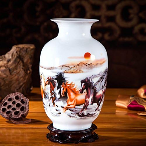 Xdhn Small Vase Ceramic Ornaments Decorated Ornaments Living Room Flower Arrangement, Horse To The Success Of Melon Bottle