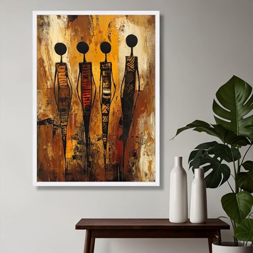 Art sur toile abstrait africain avec cadre pour habiller une pièce vide