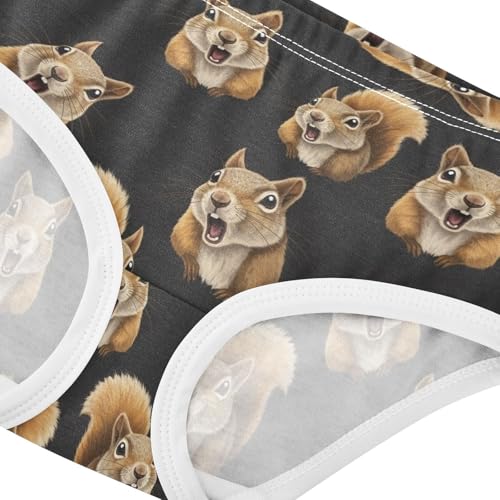 Joisal Cotton Girls Underwear Toddlers Cute Beige Squirrels Black Cute Panties Girl Florals Kids Undies Briefs 2t4