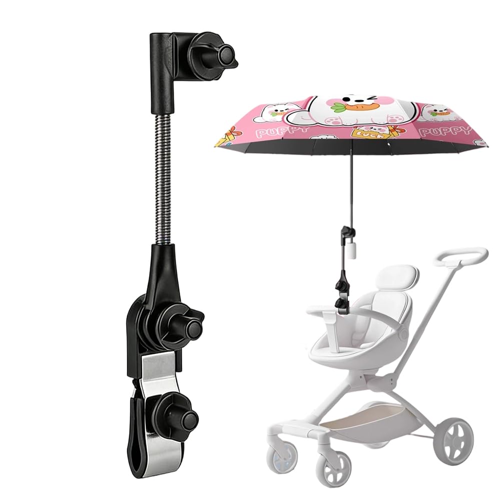 Verstellbarer Regenschirmhalter für Rollator & Rollstuhl Zubehör,Universeller Schirmhalter für Gehhilfe, Kinderwagen, Strandkorb,Praktisches Regenschirm-Zubehör mit Robuster Halterung
