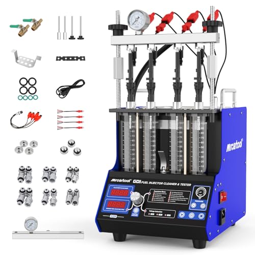 V209 Fuel Injector Cleaner Machine, 110V 4-Cylinders Heated Ultrasonic Injector Cleaner Kit with 10 Functions, Diesel & Gasoline Fuel Injector Tester for Car Motorcycle GDI/EFI/FSI Injectors