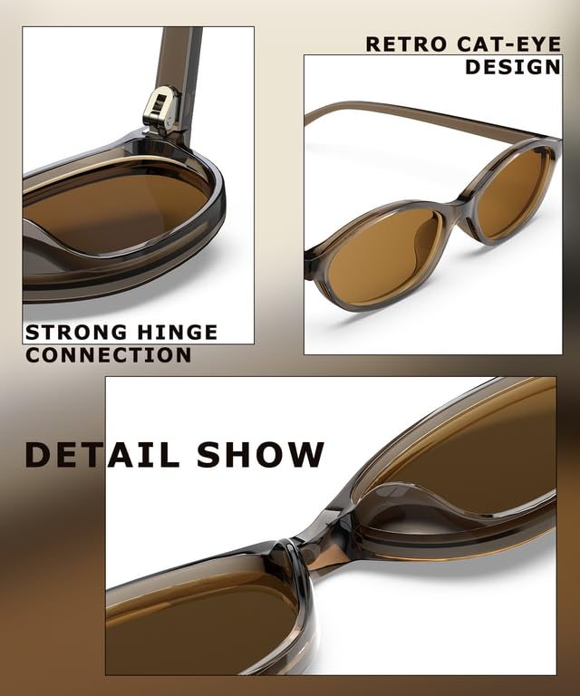 Retro Cat Eye Sunglasses for Women, UV400 Protection, Lightweight Square Frame Shades for Driving, Travel, Daily Wear - Image 5