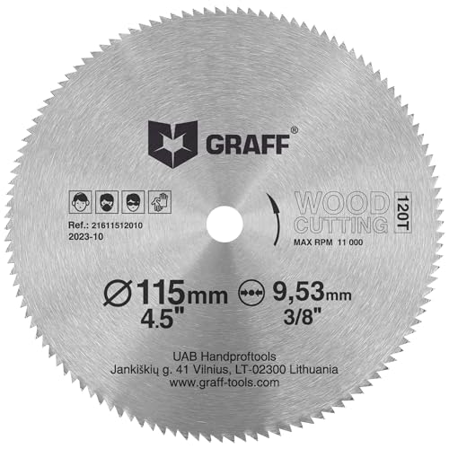 4-1/2 Inch Circular Saw Blade for Wood, Plywood, Laminate, Drywall, Plastic – 120T Wood Cutting Circular Saw Blade with 3/8 Inch Arbor from GRAFF