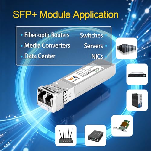 Image of 10GBase-SR SFP+ LC Transceiver 2 Pack, 10G SFP+ Module 850nm MMF Multimode | 10Gb SFP+ Optical Module up to 300 Meters, Compatible with Cisco SFP-10G-SR, Mikrotik, TP-Link, and more