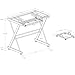 Walker Edison Metal and Glass Work From Home Laptop Computer Gaming Desk with Slide In Keyboard Tray Home Office, 31 Inch, Silver