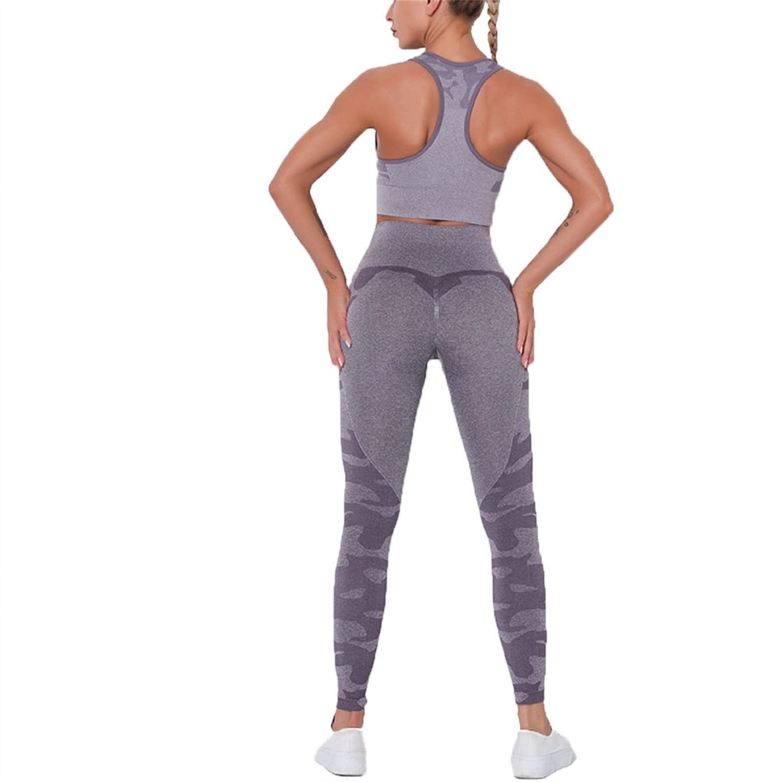 Damskie dresy treningowe do jogi, strój dla kobiet, zestaw 2 sztuki, nakładka do jogi Scrunch tłok, gimnastyka, legginsy bez ramion, sportowy biustonosz z rękawami crop Top Yoga Fitness dres treningowy 2 sztuki