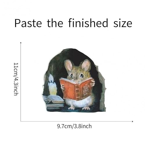 Generic WF0052 3Pcs 3D Realistic Mouse Wall Stickers, Mouse Reading Book Wall Decals Wall Decor, Removable Wall Art Murals thumb #2