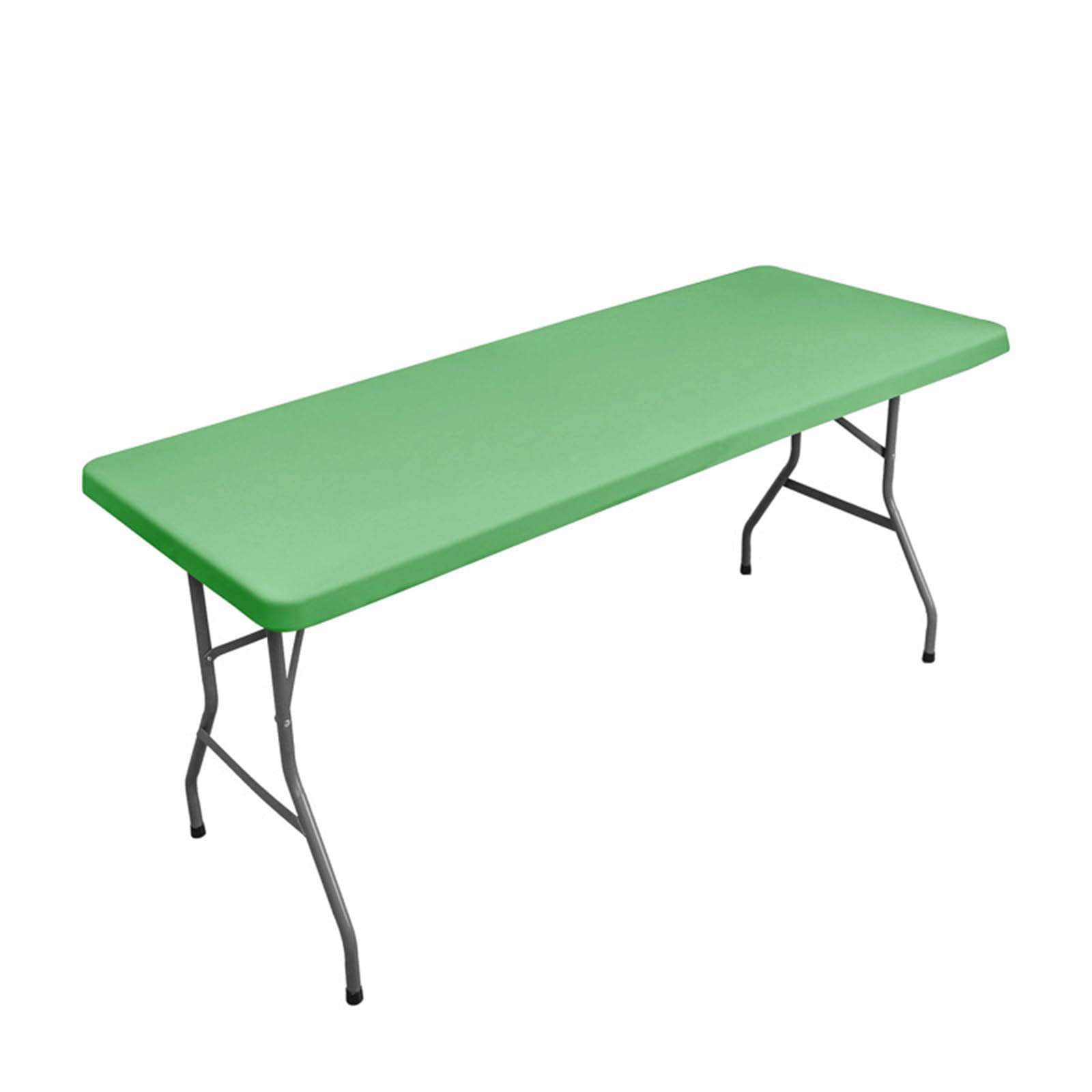 Odot Stretch Rectangular Tablecloth, Solid Colour Table Cover with Elastic Edged Wipe Clean Washable Fitted Table Protector for Banquet Folding Table Event Wedding (4FT,Green)
