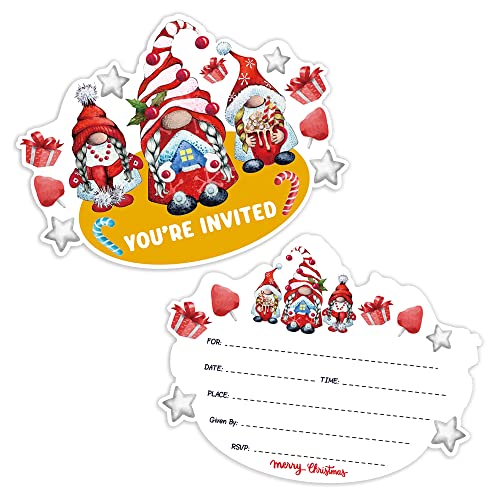 15 Sheets Christmas Gnomes Invitation Cards With With 15 Envelopes，Christmas Party Invitation Cards，Santa Claus Gnomes，Christmas Shaped Fill-In Invitations，Christmas Party Supplies #TOP8