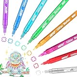 HOTU Glitter Markers Pens, 8 Colors Glitter Gel Pens Metallic Paint Marker for Kids Adult Rock Painting, Scrapbooking, DIY Craft, Making Labels or Cards, Journaling, Doodling, Art Projects