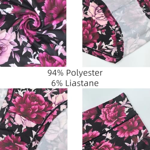 Image of Womens Underwear XL-5XL Plus Size Ladies Panties Mid High Waist Briefs for Woman Floral Print Pantys 6-Pack