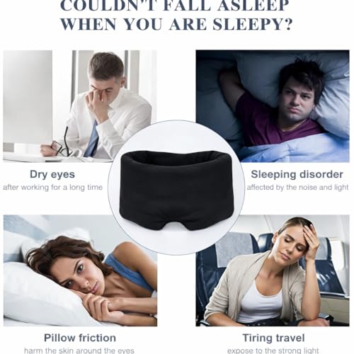 Image of Store2508 Cotton Sleep Mask Blackout Comfortable & Breathable Eye Mask For Sleeping Adjustable Blinder Blindfold Airplane With Travel Pouch Best Night Companion Eyeshade For Women Men Kid (Black)