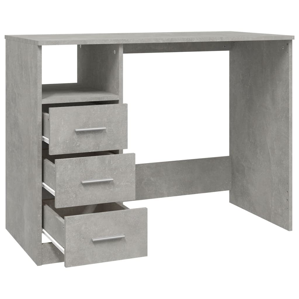 vidaXL Scrivania Cassetti Grigio Cemento 102x50x76cm Legno Multistrato, scrivania da Ufficio, scrivania da Studio, scrivania portaoggetti