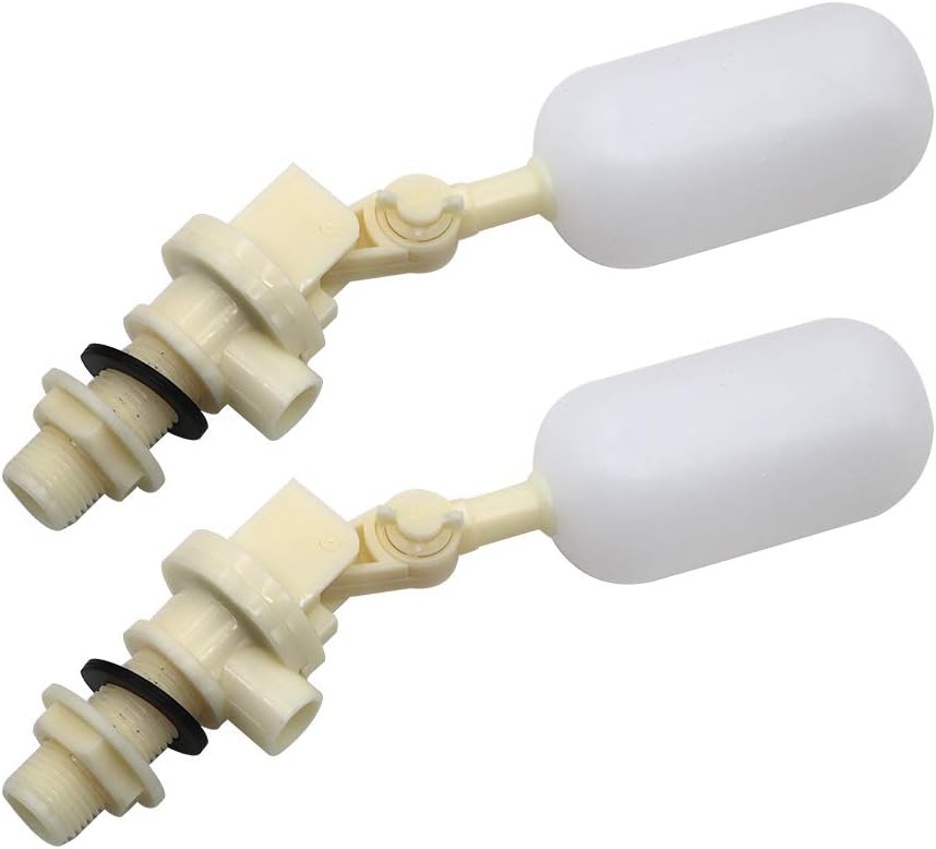 MINYULUA Float Valve 1/2 Inch Adjustable Float Valve Plastic Water Filter Float Ball Valve Water Tank Automatic Fill Feed Humidifier Tank Pond Shut Off Water Float Ball Valve（Pack of 2）