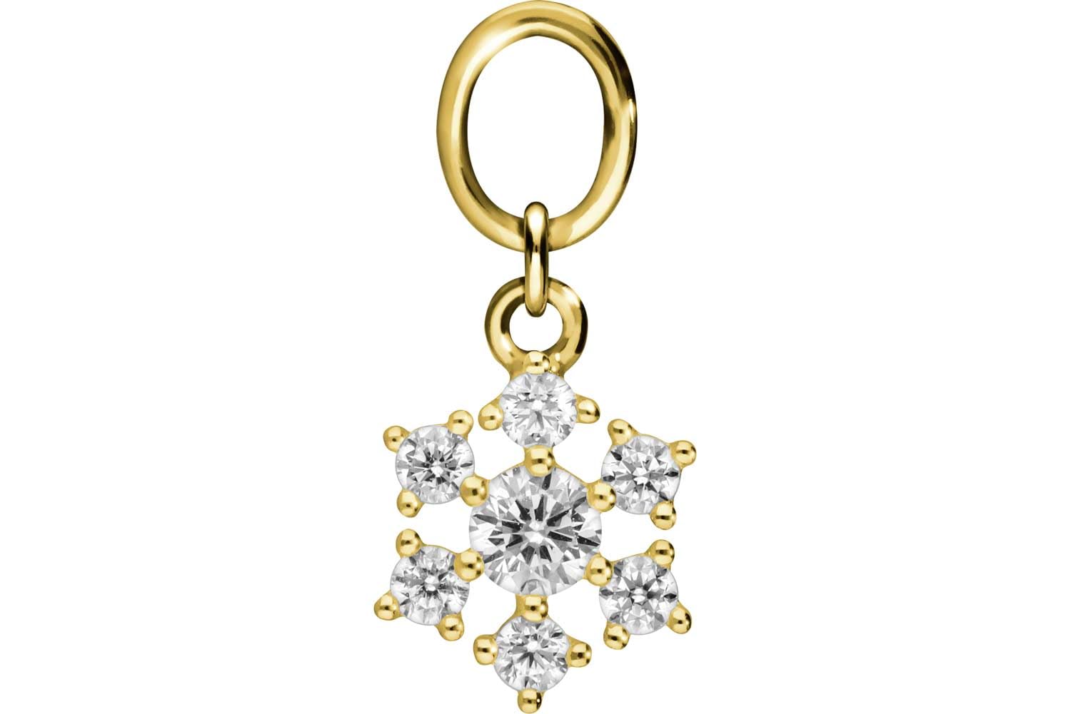 PIERCINGLINE 18 Karat Gold (750 er) Anhänger für Clicker Bauchnabelpiercing Creolen SCHNEEFLOCKE Piercing Gelbgold