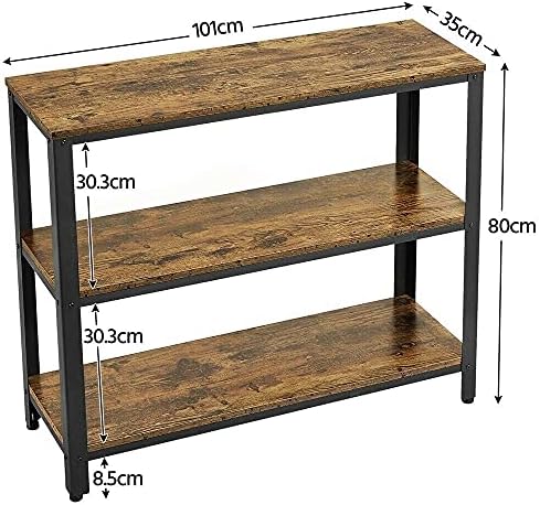 ADHW 2-Tier Console Table Side Table w/Drawer and Shelves Entryway Hallway Furniture Size : 101x35x80cm(Rustic Brown)