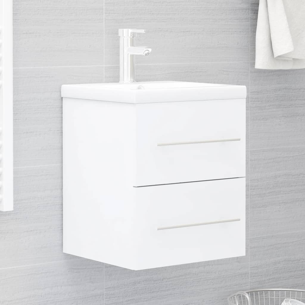 Waschbeckenunterschrank Weiß 41x38,5x48 cm aus Holzwerkstoff mit 1 Schublade, schlankes Design für zusätzlichen Stauraum im Badezimmer, einfache Reinigung mit feuchtem Tuch