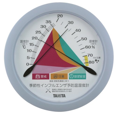 【季節性インフルエンザ予防にも】 TANITA アナログ式 温湿度計 大型 (掛け式) ブルー TT-548-BL 【季節性インフルエンザ予防にも】 TANITA アナログ式 温湿度計 大型 (掛け式) ブルー TT-548-BL