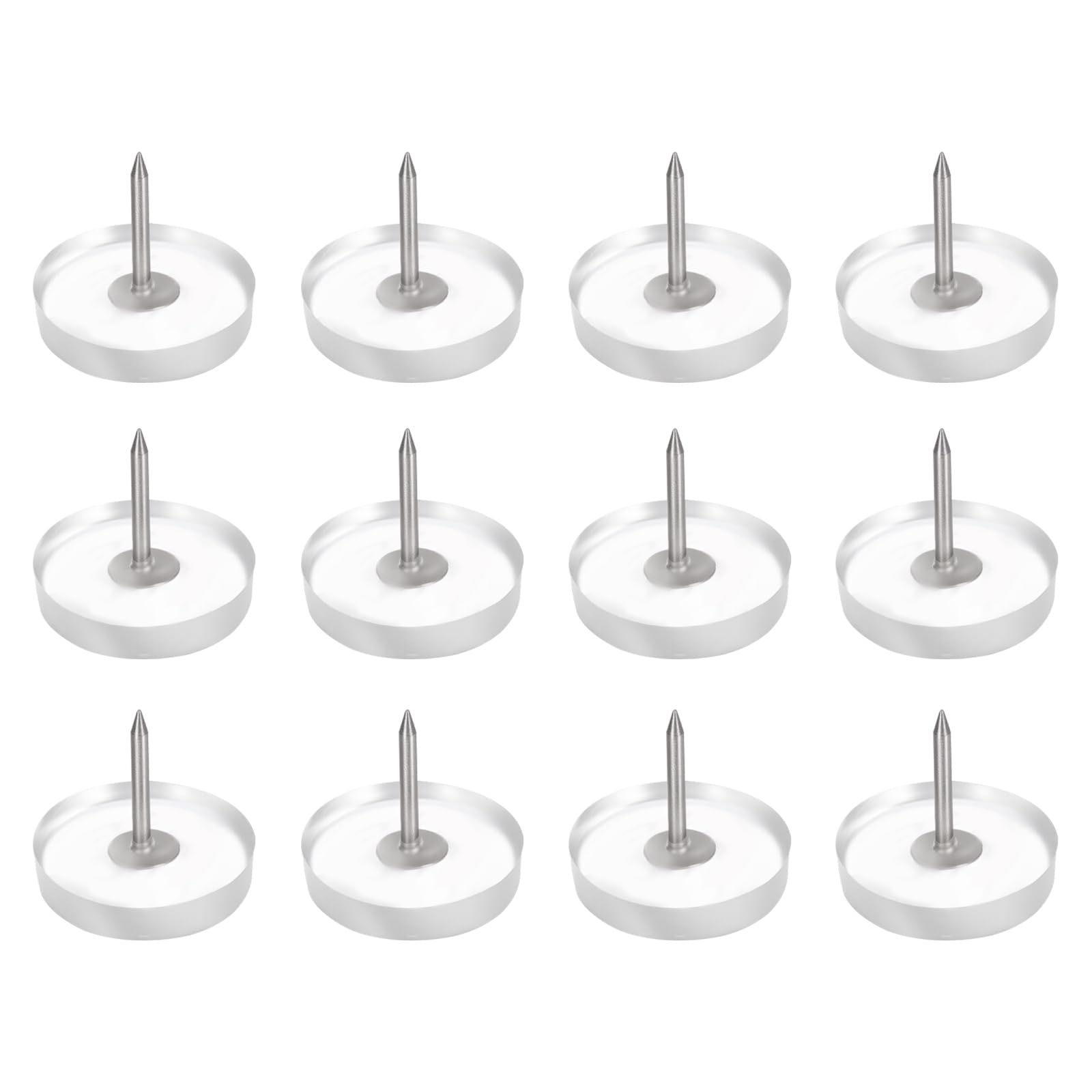 sourcing map 12Pcs Furniture Sliders, 25mm Round Plastic Furniture Guides Nail-on Pads, Hardwood Floor Protectors for Chair, Table, Desk, Cabinet Leg, Transparent