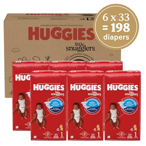 Image of Huggies Size 1 Diapers, Little Snugglers Diapers, Size 1 (8-14 lbs), 198 Count (6 Packs of 33), Packaging May Vary