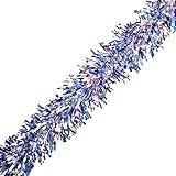 Metallic Red, White and Blue Twist Garland - 4 Inches x 25 Feet Long