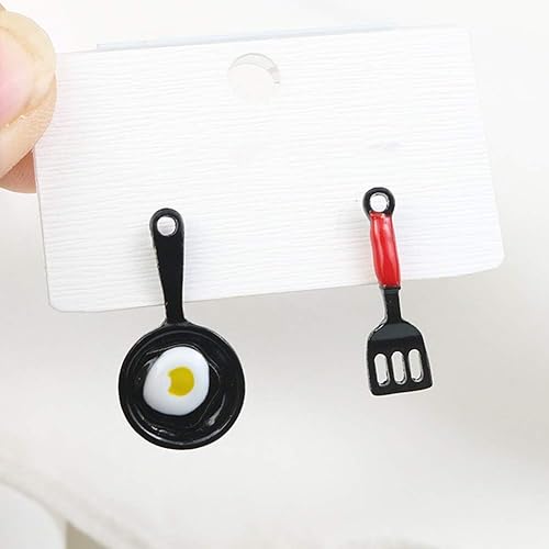 Miniatura 7 de Funny Fried Egg Pan Shovel Women's Asymmetric Stud Earrings Ear Jewelry Gift